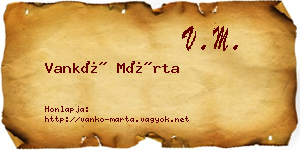 Vankó Márta névjegykártya